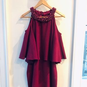 Adrianna Papell Red Dress, Cold Shoulder Cutouts